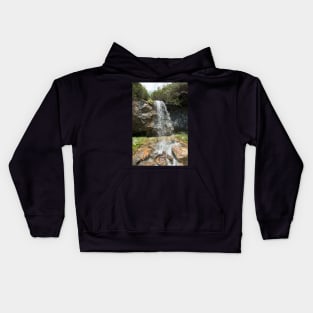 Amazing view of "Lady's waterfall" in Bucegi mountains, Romania, spring day Kids Hoodie